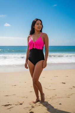 Women’s One Piece Hot Pink and Black Size M